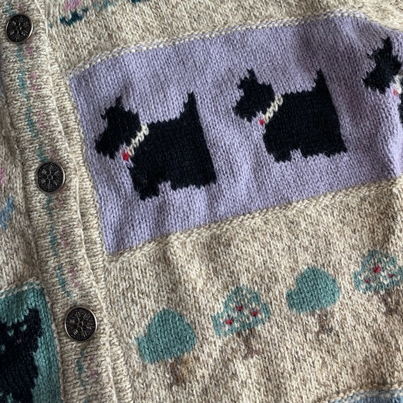 Vtg Charter Club Cottagecore Patched Duck Dog Cat Tree Chair Flower Wool Sweater - Picture 5 of 7